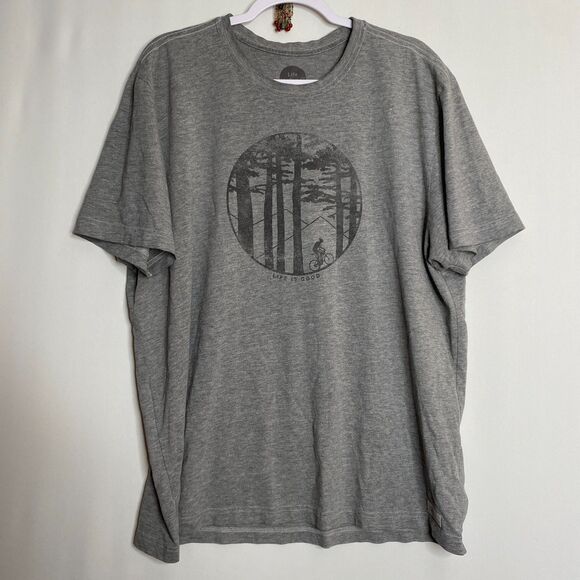 Life Is Good Grey Graphic Crusher Tee Classic Fit Mountain Bike Trail Ride XL - Picture 2 of 11